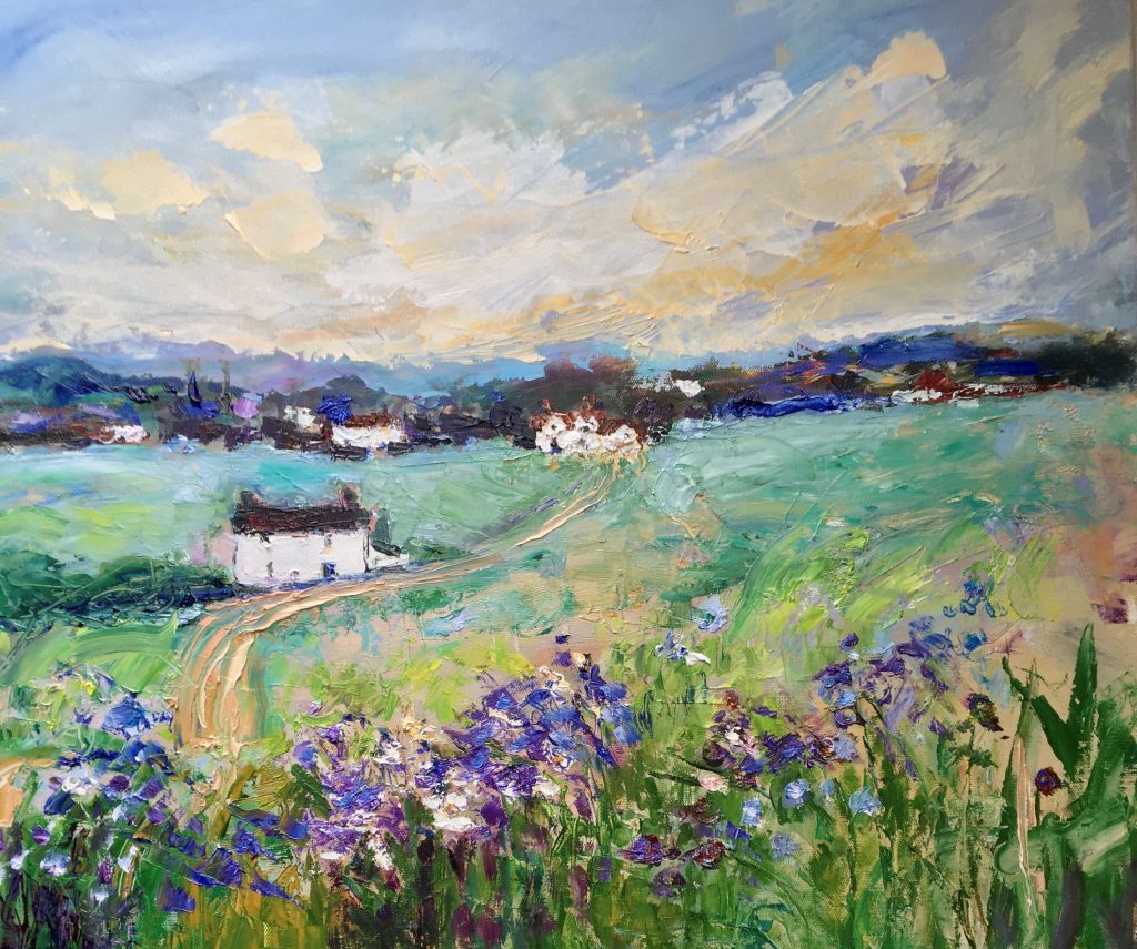 Bluebells with Golden Sky 20x24 inches